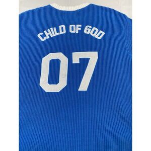 Not Yet Home Sportswear Child of God 07 Blue Ribbed Knit V-Neck Jersey Large